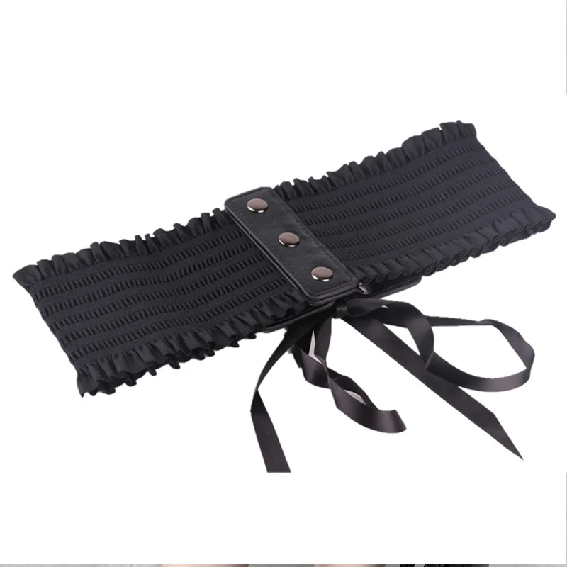 InsGoth растягивающиеся черные ремни женские модные кожаные на шнуровке готические