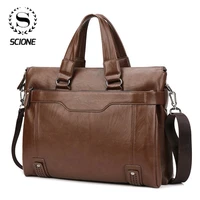 scione new brand mens leather messenger bags business vintage crossbody bag men shoulder bag postman briefcase male handbags