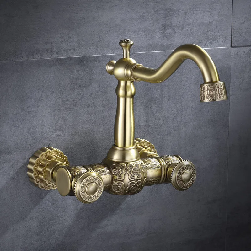 Смесители для кухни LIUYUE кран из черной/золотой латуни с двойным узором вращение