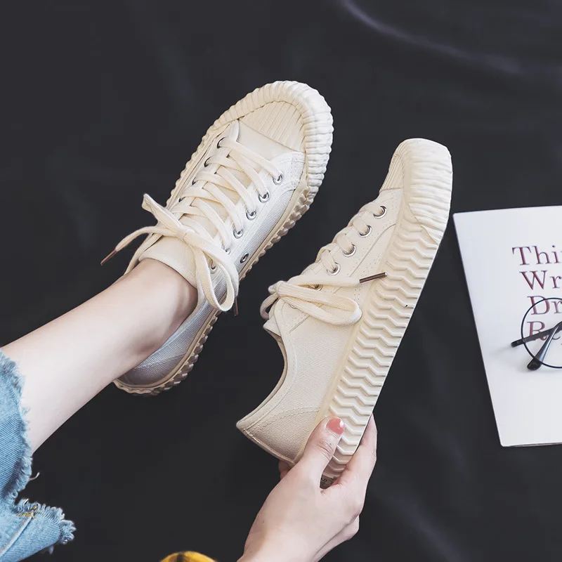 

Women Lace Up Flat Casual Canvas Shoes Student Off White Flats Shoe Zapatillas Nike Mujer