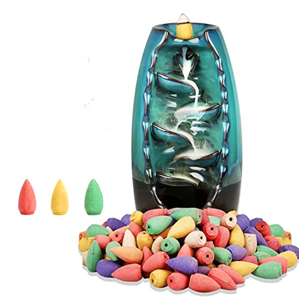 

Incense Burner Ceramic Waterfall Inscents Burner Set Backflow Incense Holder Incense Fountain For Home Office Aromatherapy Decor