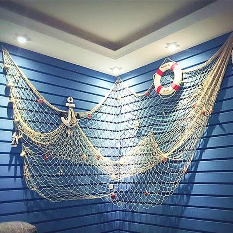 1*2 м хлопковые декоративные рыболовные сети ручной работы в средиземноморском