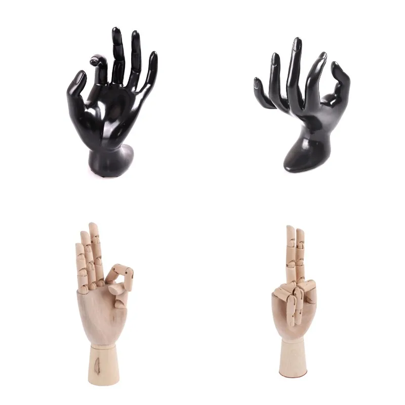 Wooden Hand Drawing Sketch Mannequin Wooden Jointed Movable Fingers OK Hand Finger Jewellery Glove Ring Bracelet Display Stand