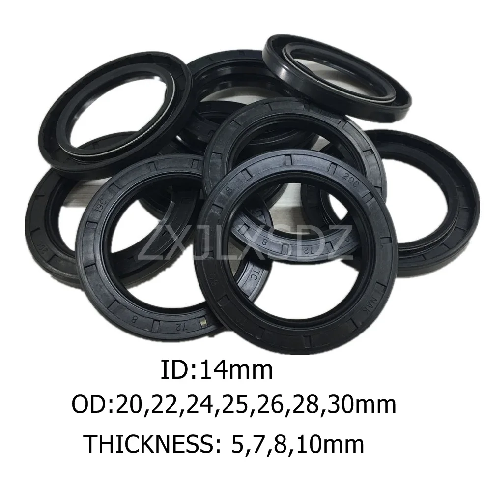 

5/10 Pcs NBR Nitrile Rubber TC Double Lip Oil Seal 14x20x5 14x22x5/7 14x24x5/7 14x25x7/8 14x26x7 14x28x5/7/8 14x30x7/10mm