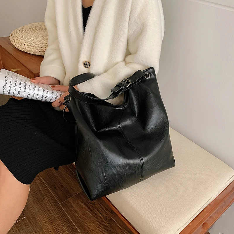 Модная сумка через плечо для женщин 2020 Большая вместительная одноцветная