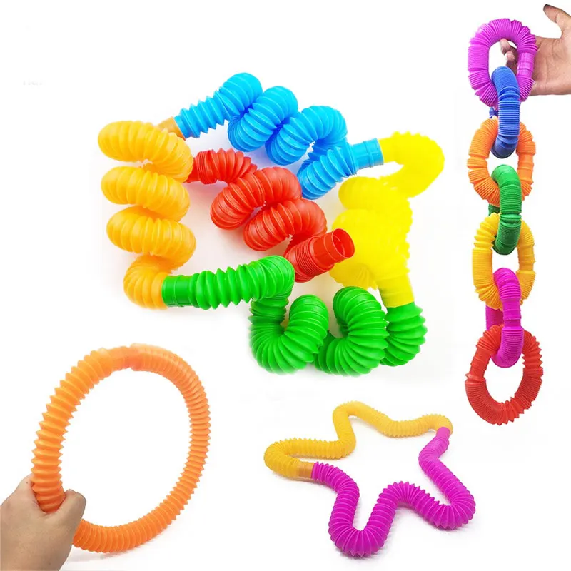 

3pcs Mini Pop Tubes Sensory Toy for Children Adult Stress Relieve Fidget Toys Pack Autism Antistress Plastic Bellow Squeeze Toys