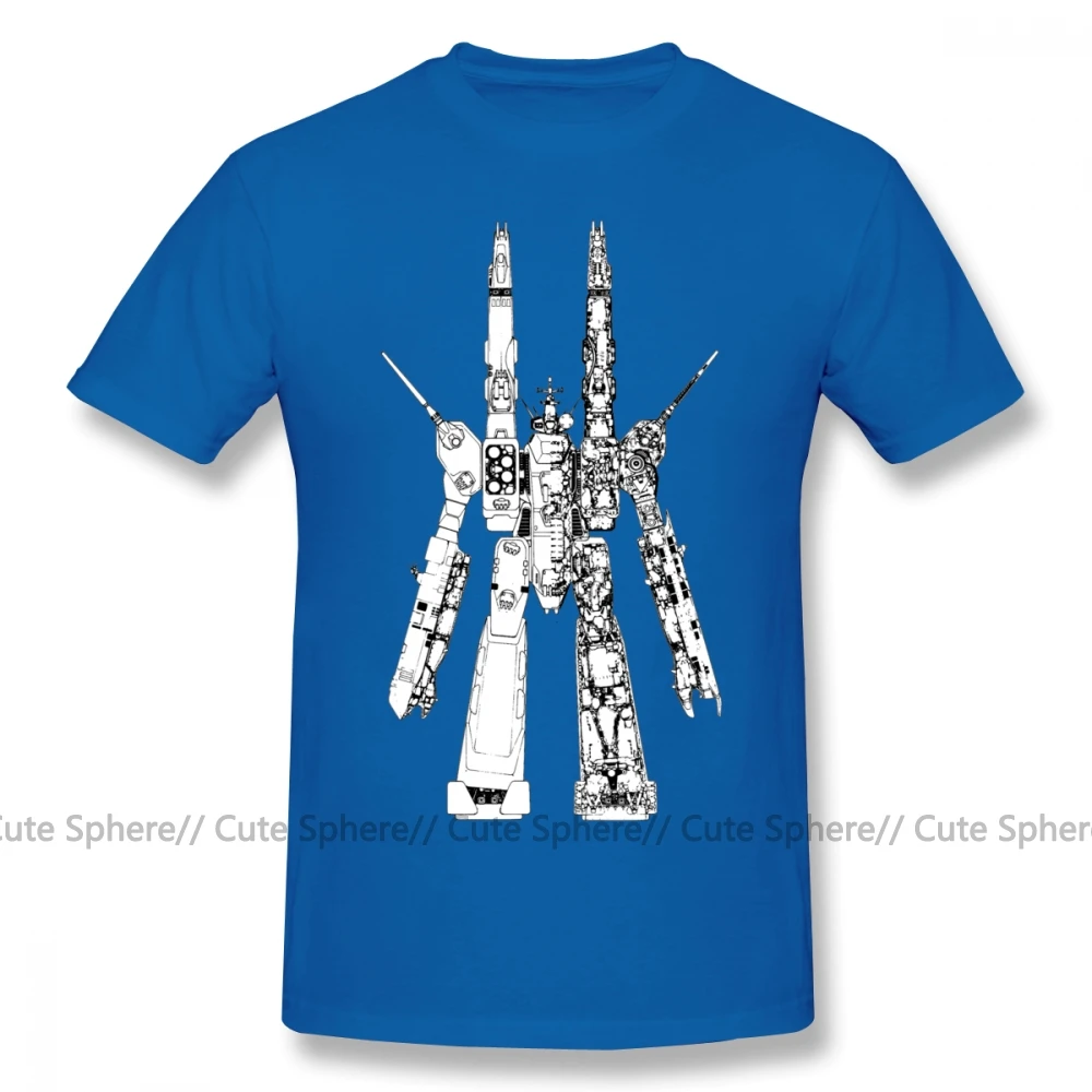 Robotech футболка SDF Macross футболка с коротким рукавом Милая футболка с принтом Лето 100 хлопок мужская футболка плюс размер - Цвет: Blue