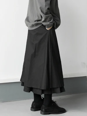 Темные японские уличные Асимметричные поддельные двойные окантовки средней