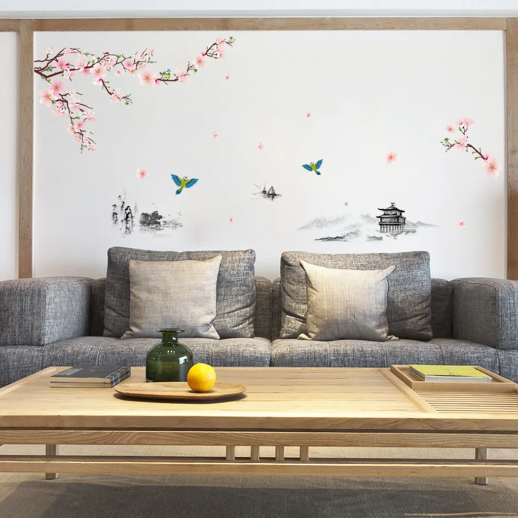 

150*240cm Wall Stickers Art Butterfly Cherry Blossom Decals Decor Home