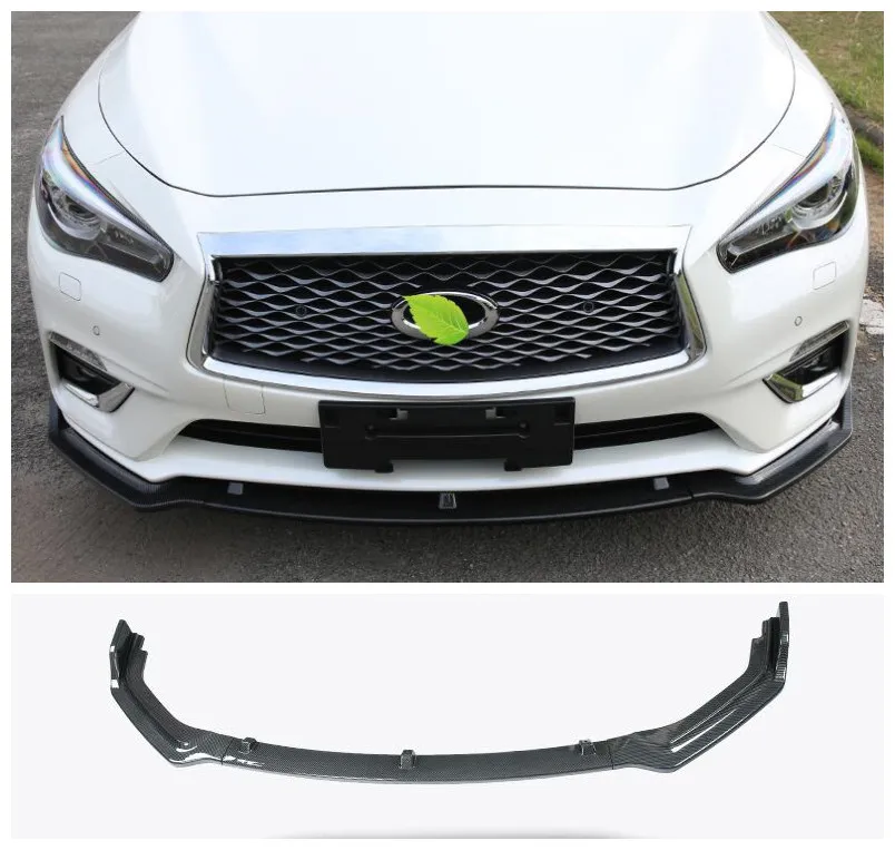 High quality 3Pcs/1set ABS /Carbon Fiber Car Bumper Front Lip Protector Fits For Infiniti Q50 Q50L 2014 2015 2016 2017 | Автомобили и