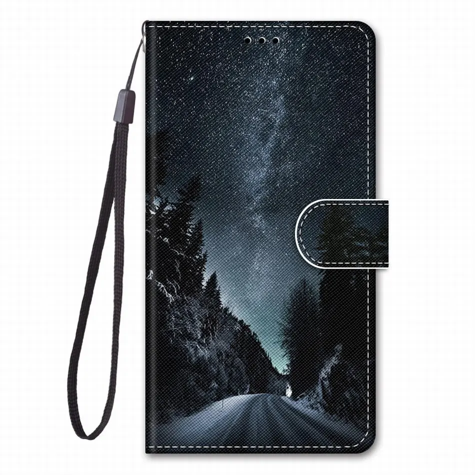 Милые кожаные чехлы для телефонов, чехол для Alcatel 1 1S 3X2018, чехлы для телефонов с изображением розы, башни, бабочки, милый чехол-книжка D08F - Цвет: Mountain Starry Sky