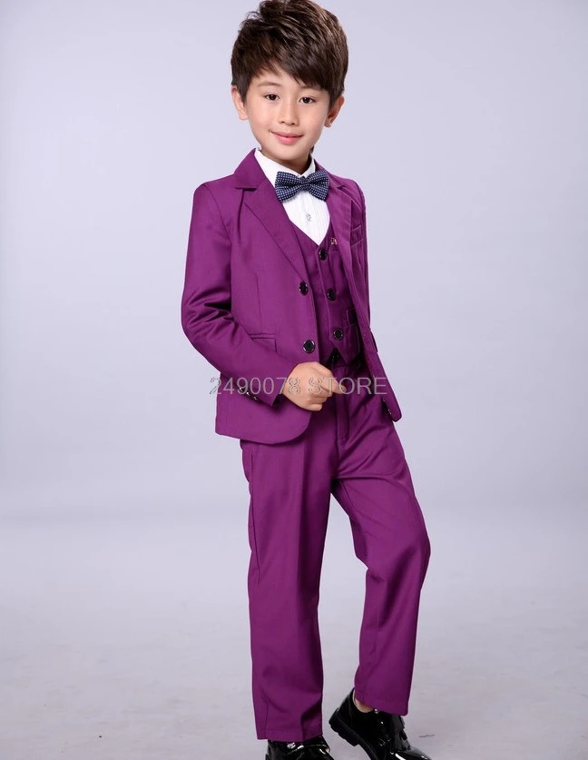 3 шт. клетчатый блейзер + жилет брюки для мальчиков |