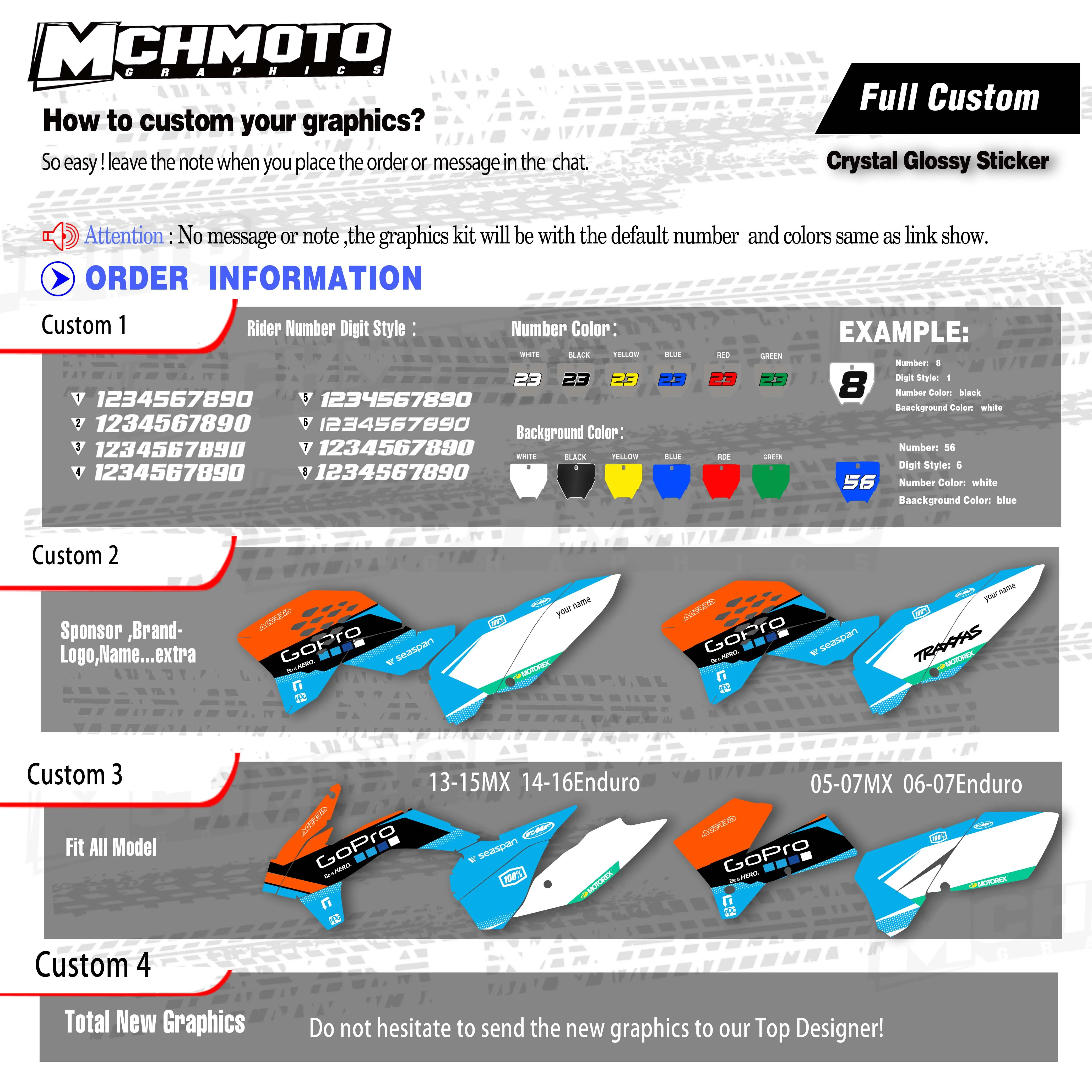 MCHMFG для KTM EXC F 125 250 300 450 530 2008 2009 2010 2011 полностью графические Наклейки на заднюю