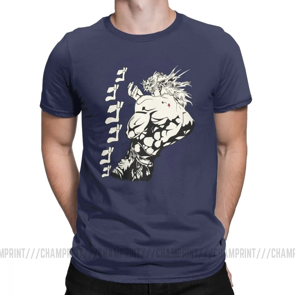 Dio Brando Jojos необычные футболки для приключений для мужчин из чистого хлопка футболка Joestar аниме Kujo крови отаку крестоносцев короткий рукав футболки - Цвет: Тёмно-синий
