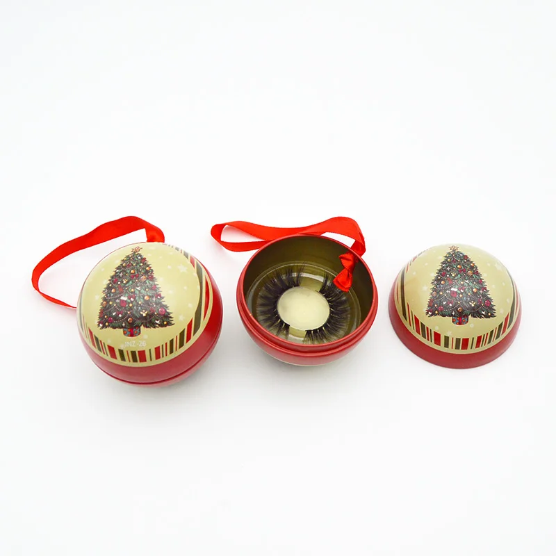 

New 100pcs Christmas eyelashes box, small round ball eyelashes packaging box, transparent eyelash tray
