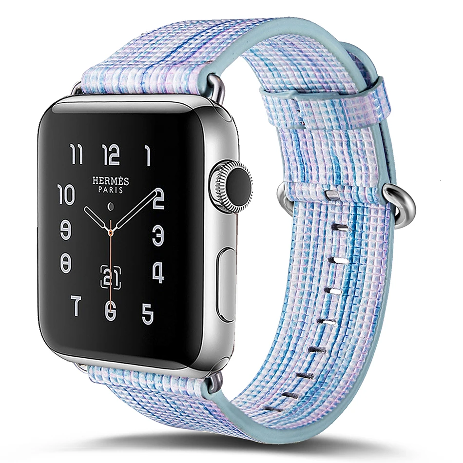 National style/окрашенный кожаный ремешок для наручных часов Apple Watch 44 мм 40 мм длина браслета с цветным рисунком наручные часы-браслет для наручных часов iwatch, 5 4 42 38 мм