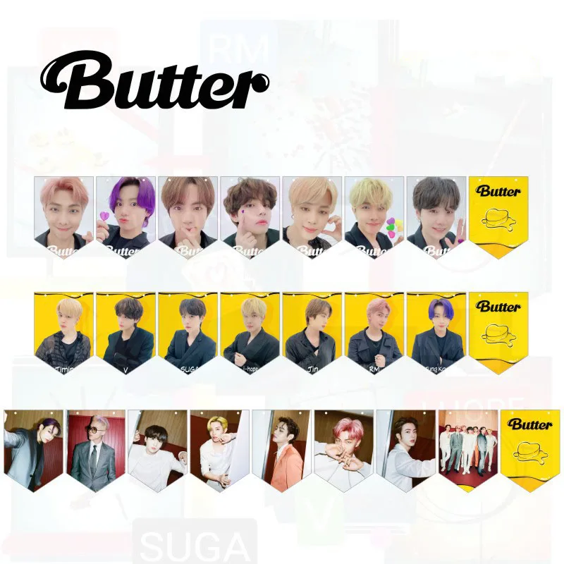 

KPOP Bangtan Boys Hanging Flag New Ablum Butter Double-Sided Photo Jimin SUGA V Waterproof Picture Room Decor Party Supplies