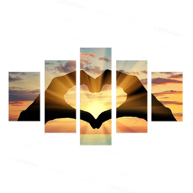 

Modular 5 Panels Ocean Love Hearts Wall Canvas Painting Posters and Prints Wall Art Pictures for Living Room Bedroom Home Decor