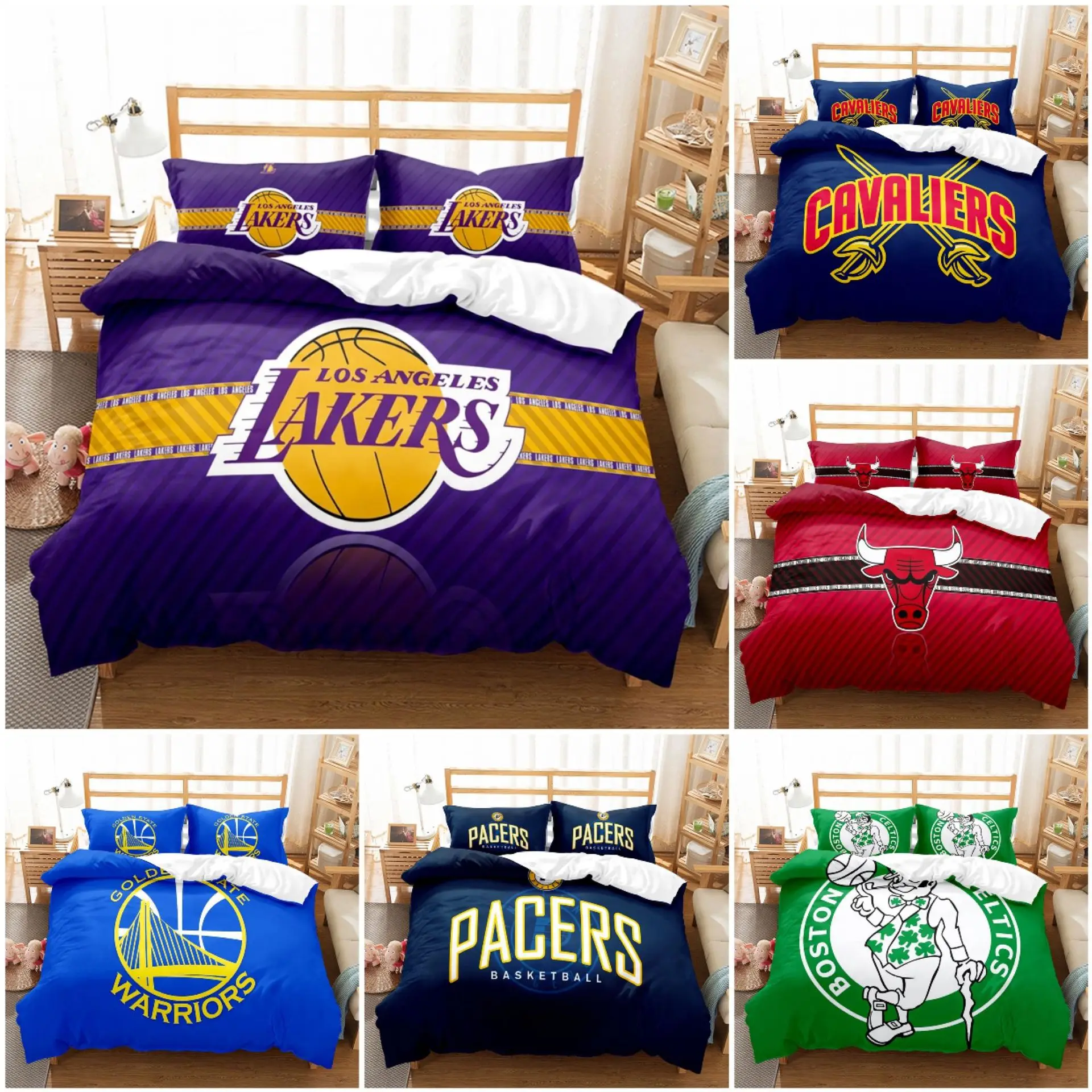 

Набор из трех частей с логотипом баскетбольной команды 3D Digital одеяло с принтом