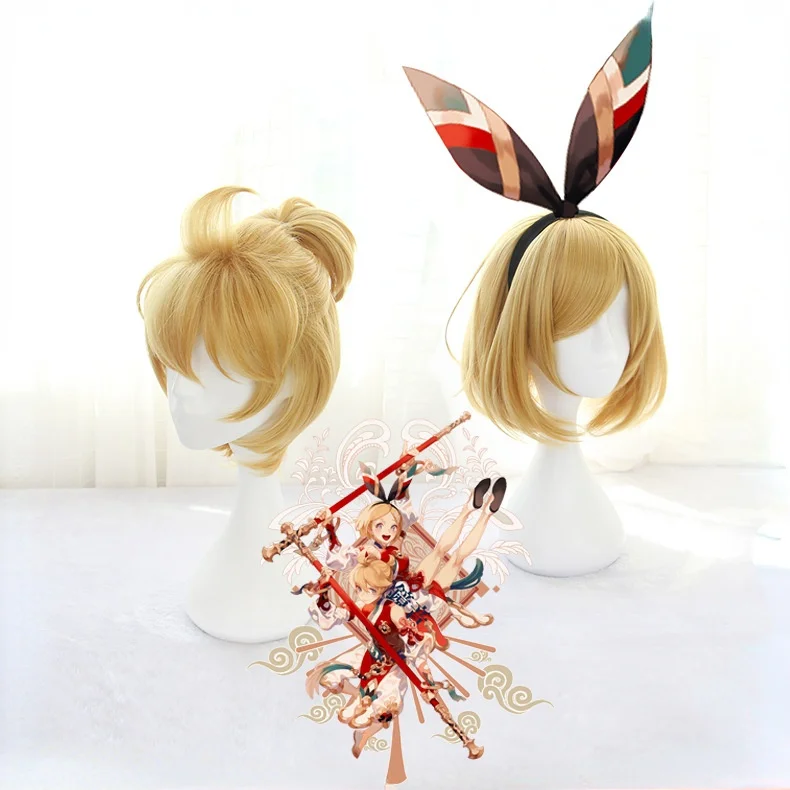 Купи Rin / Len Short Blonde Heat Resistant Hair Cosplay Costume Capcosplay Anime Characters Dress Up Wig Short Wig + Track + Wig Cap за 540 рублей в магазине AliExpress