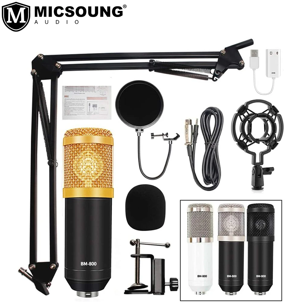 Конденсаторный микрофон MICSOUNG BM-800 набор с регулируемой подставкой
