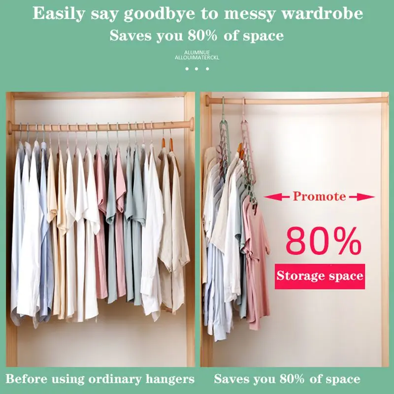 9 отверстий Волшебные вешалки для одежды органайзер шкафа компактный стеллаж