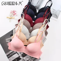 queenx comfortable and breathable seamless bras femaletriangle cup rims underwear bra push up seamless back closure lingerie