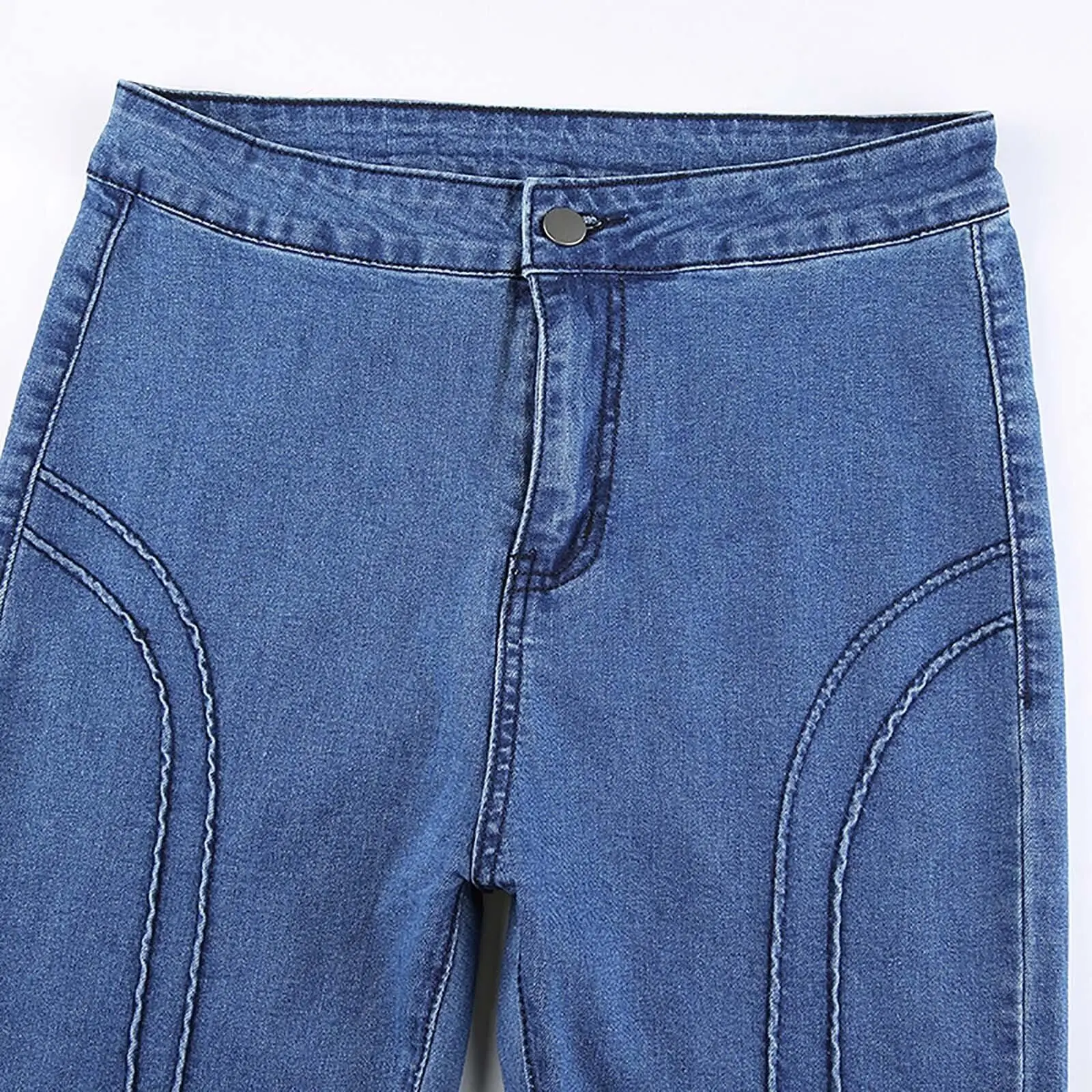 

2021 Harajuku Vintage Women Skinny Jeans Fashion Stretch Mid Waist Slim Fit Jeans Vintage Dark Blue Denim Flared Pants Women