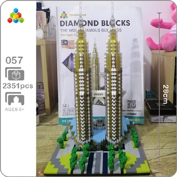 Petronas Tower YZ архитектура Тадж-Махал замок пизанский Лувр Башня Халифа башня мост алмазное здание маленькие блоки игрушка без коробки - Цвет: Petronas Tower