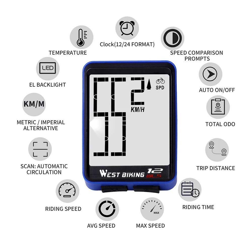 

Waterproof Bicycle Bike Cycle LCD Display Digital Computer Speedometer Odometer Speed Meter Measurement Cycling Supplies