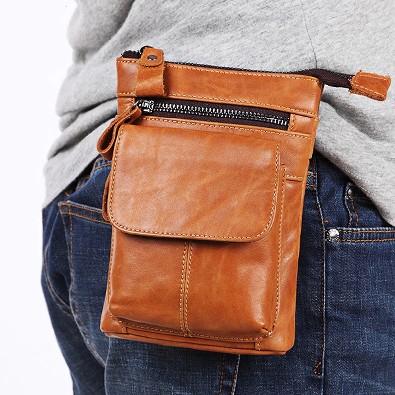 

Men's Handbags New Shoulder Bags Outdoor Casual Korean male Waist Bag Genuine Cow Leather Multi-function Zipper Messenger Bag