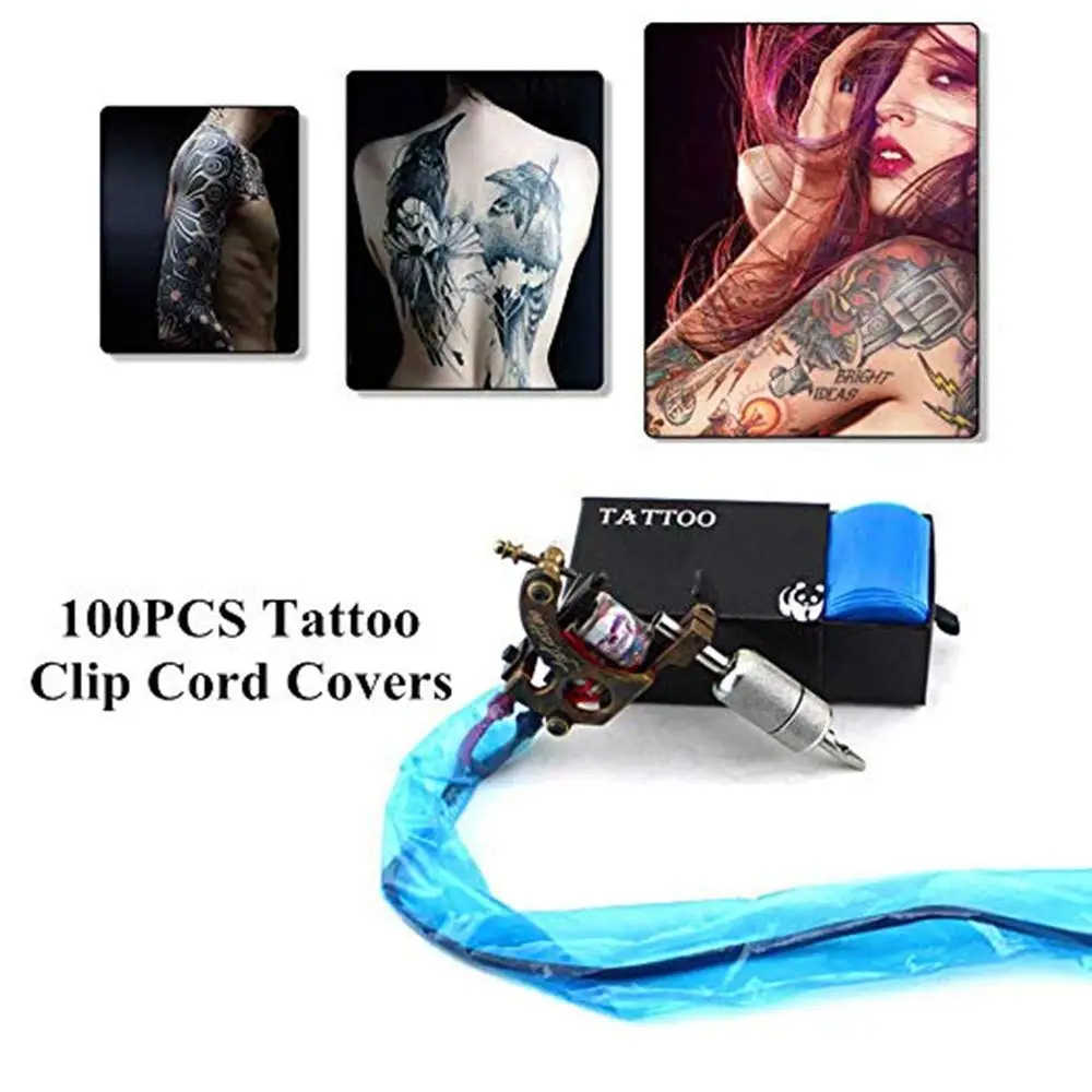 

PEPAX 100pcs Disposable Tattoo Clip Cord Sleeves Blue Safety Plastic Clip Cord Bag for Tattoo Permanent Makeup Tattoo Accessory