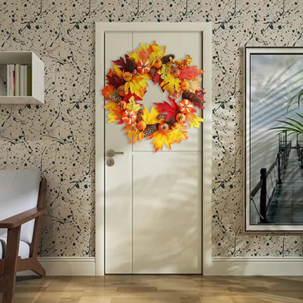 

Garland Artificial Flower Flowers Christmas Pumpkin Maple Leaf Front Door Hanging Ornaments Autumn Colors Decoration Wreaths