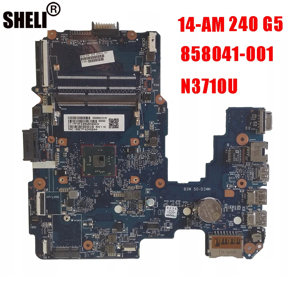 Placa-mãe para Computador Portátil hp Pavillon 858041001 858041601 para hp Pavillon 240 g5 14-am com N3710u Todos Testados Placa-mãe para notebook