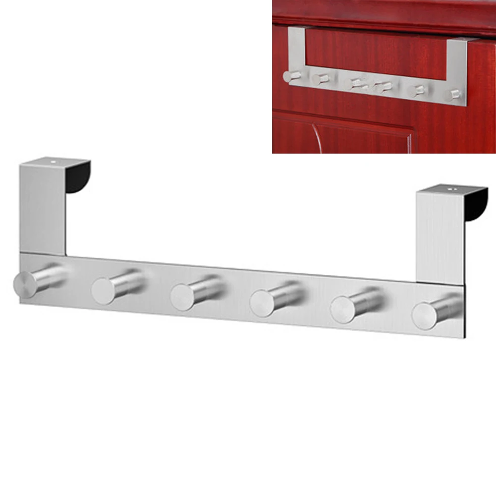 

Stainless Steel Bathroom Home Office Multipurpose Organizer Sturdy Door Back Hook Removable Bar Hanger Clothes Hat Rack Storage