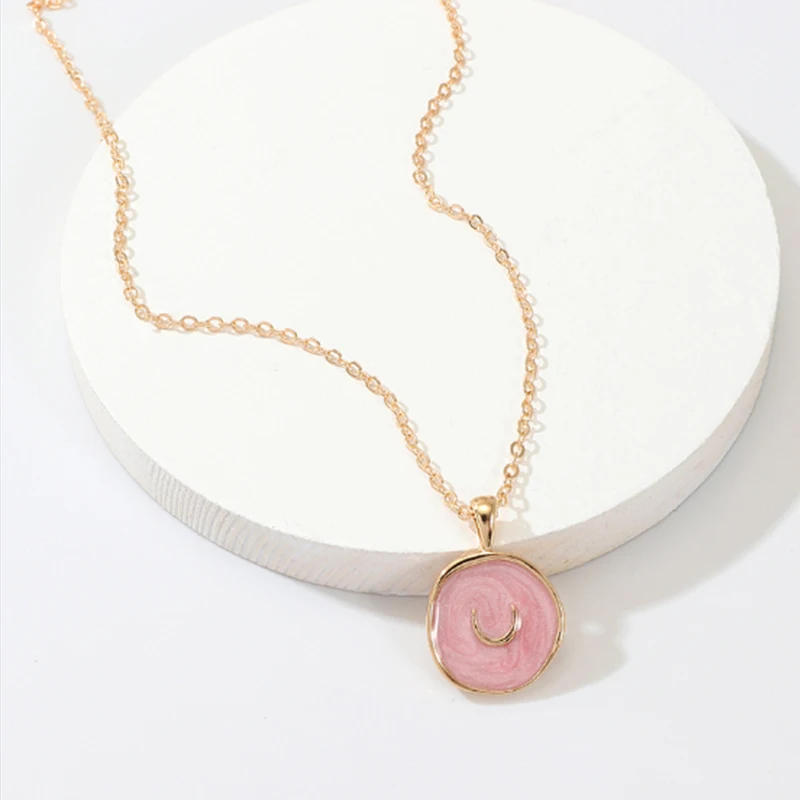 

DUOYING New Fashion Necklace for Women Alloy Drop Necklace Love Heart Moon Lightning Necklace Elegant Round Party Jewelry Gifts