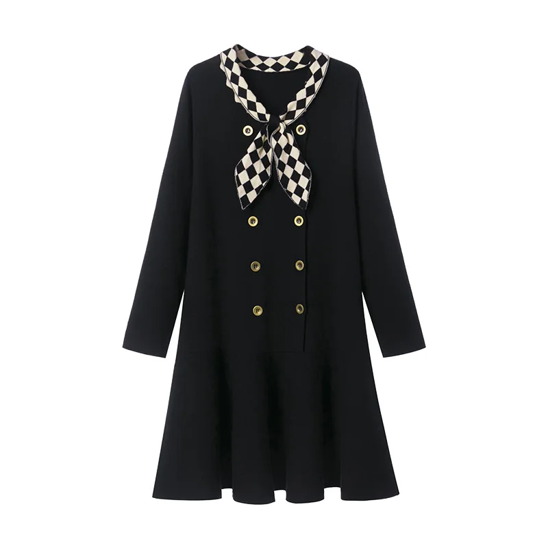 

2020 women's autumn and winter bowknot knitted dress women loose fishtail skirt