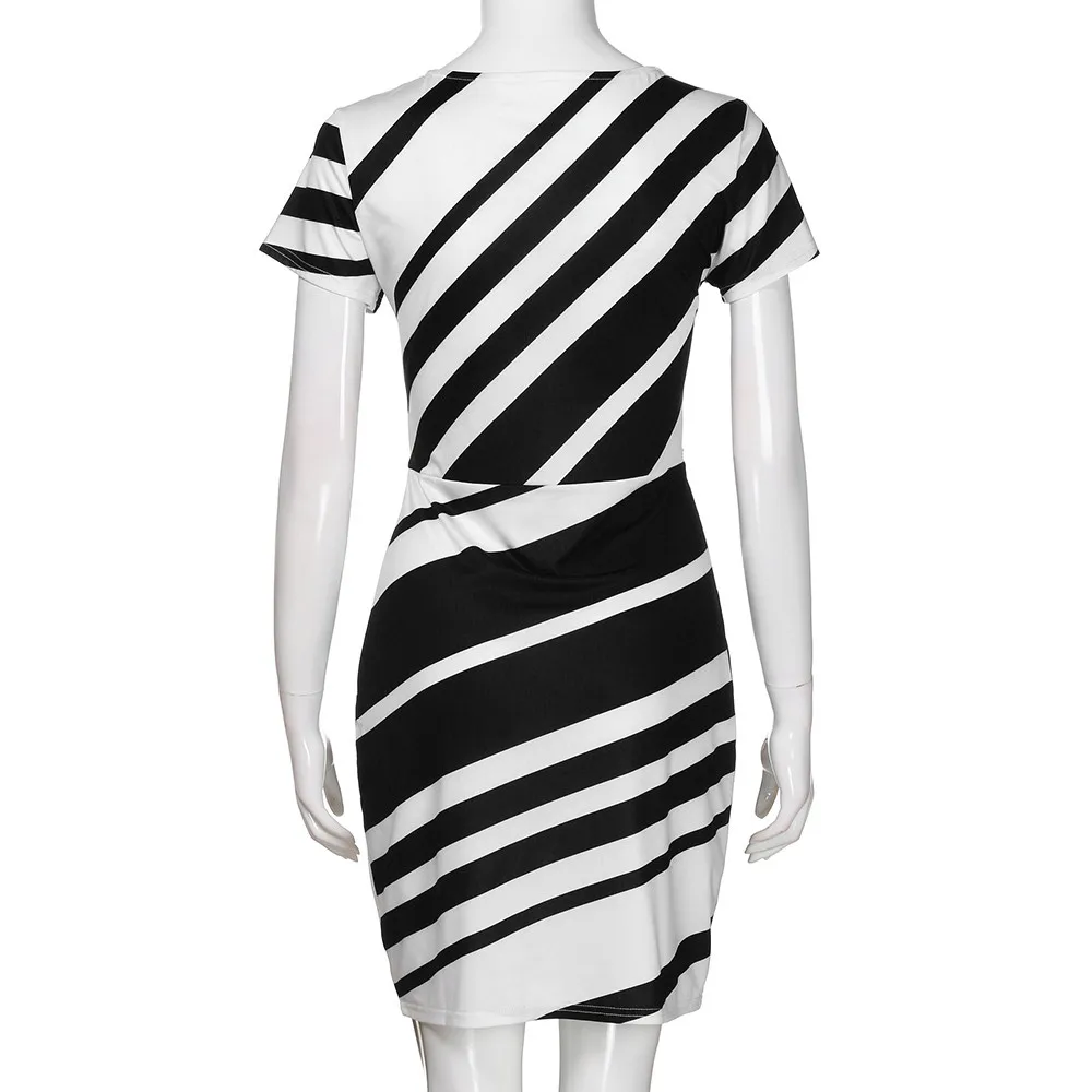 2019 сексуальное летнее модное женское платье-карандаш в полоску вечерние