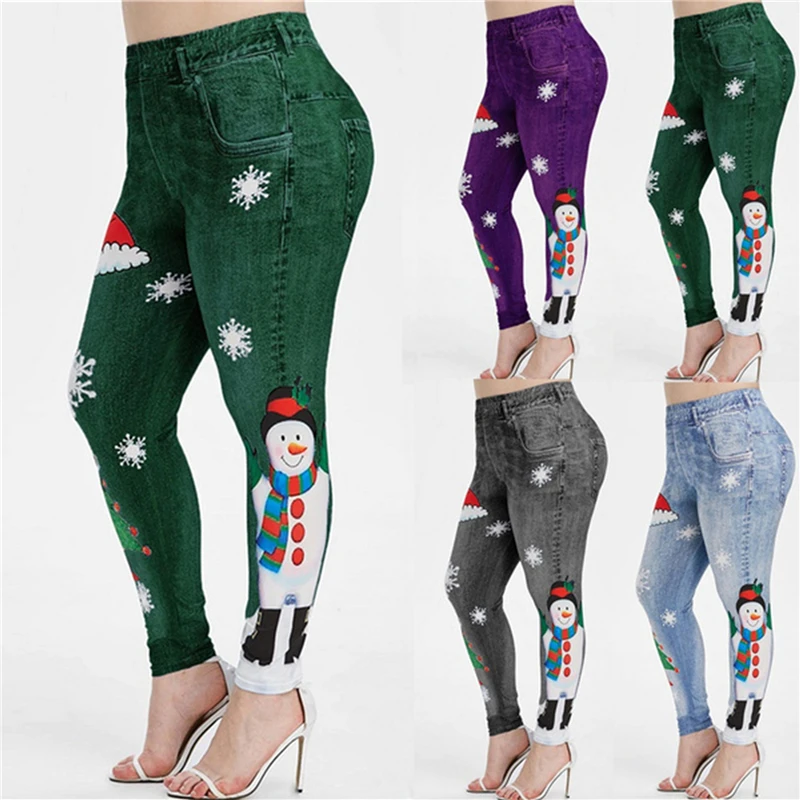 

Work Out Leggings Fashion Style Cartoon Christmas Printed Women Leggings Trendy Skinny Soft Legging Pencil Ladies Long Pants