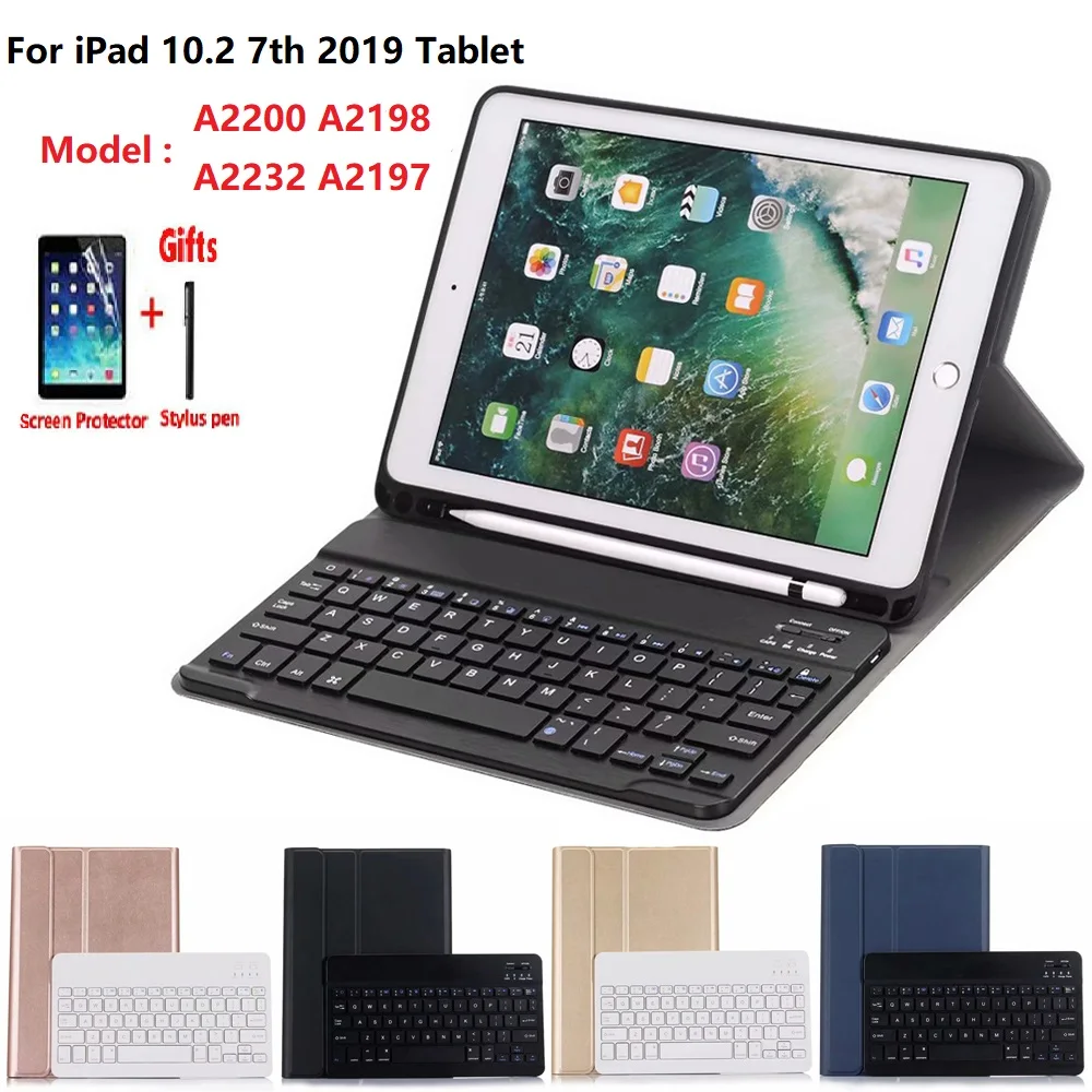 Магнитный чехол для iPad 10 2 с беспроводной Bluetooth клавиатурой 7 поколения A2200 A2198 A2232