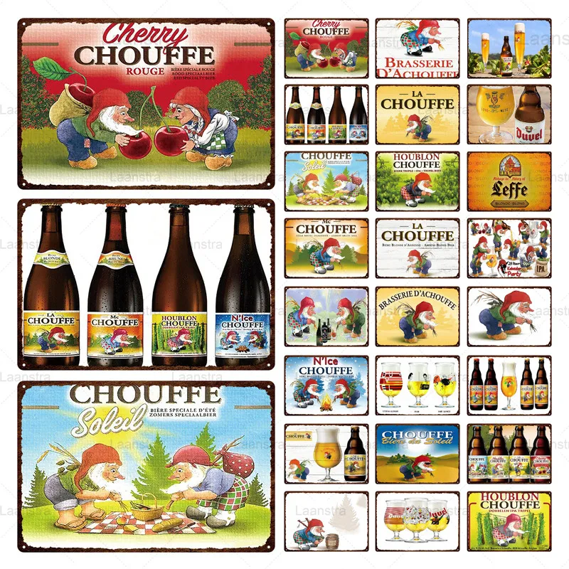 Олово картина металлические номерные знаки пива CHOUFFE классический декор стен для