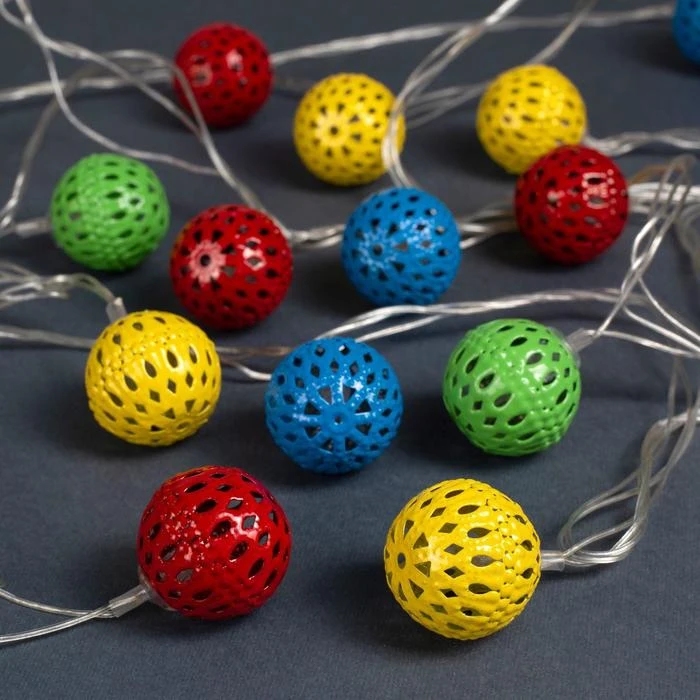 Гирлянда &quotНить&quot 4 м с насадками &quotШарик узором&quot IP20 прозрачная нить 20 LED