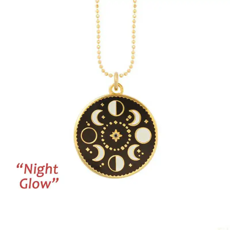 

Chandler Moon Phase Necklace Galaxy Chocker Necklaces For Women Black Enamel Vintage Rouind Pendant Moon Crecent Charm Chokers