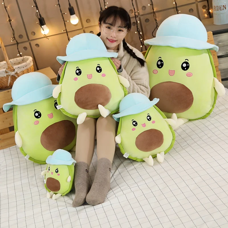 Плюшевые игрушки авокадо с шапкой мягкие фруктовые продукты плюшевые Kawaii