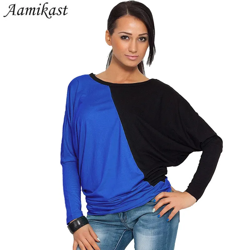 

Женская футболка с длинным рукавом и круглым вырезом, разноцветная