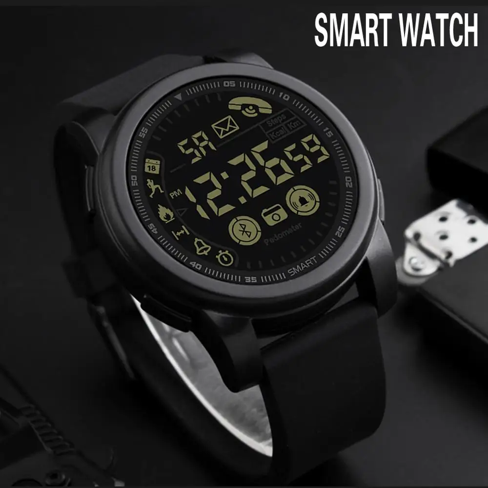 HONHX спортивные мужские часы с Bluetooth, Цифровые Смарт-часы, мужские часы с хронографом, водонепроницаемые часы с большим циферблатом, спортивные мужские часы