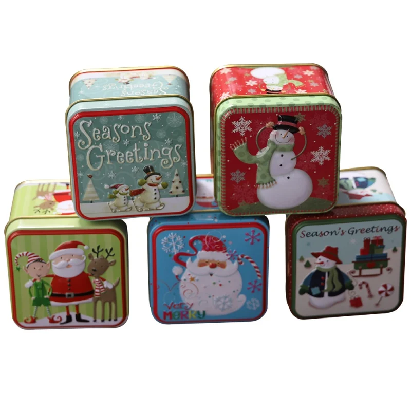 Рождественское тиснение коробка для хранения хранение конфет банки и печенья