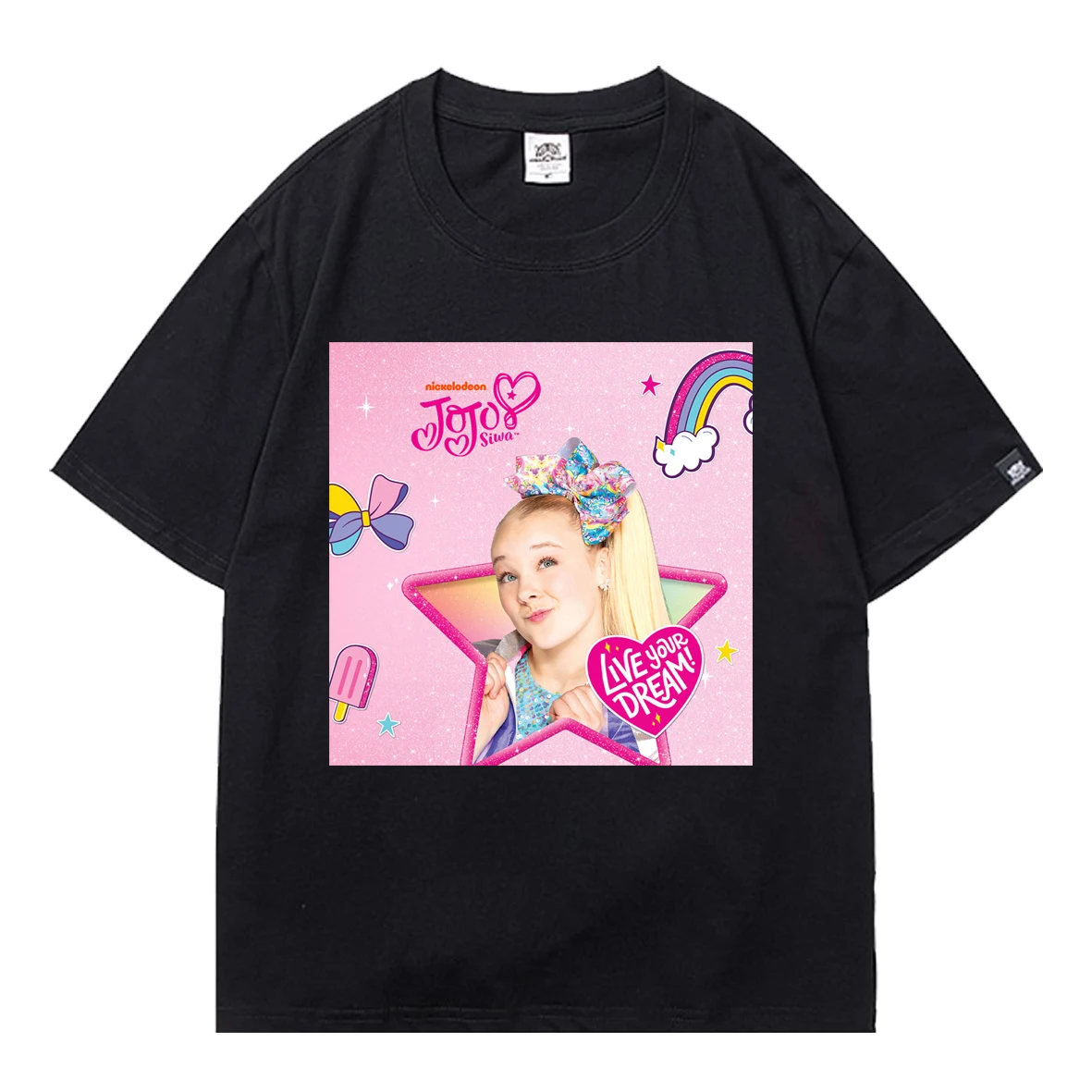

Jojo Siwa Fun T-shirt Cute Girls Daily Short Sleeve T-Shirt Womens T Shirt Teen Cartoon Summer 2021 Kawaii Top Oversized T-shirt