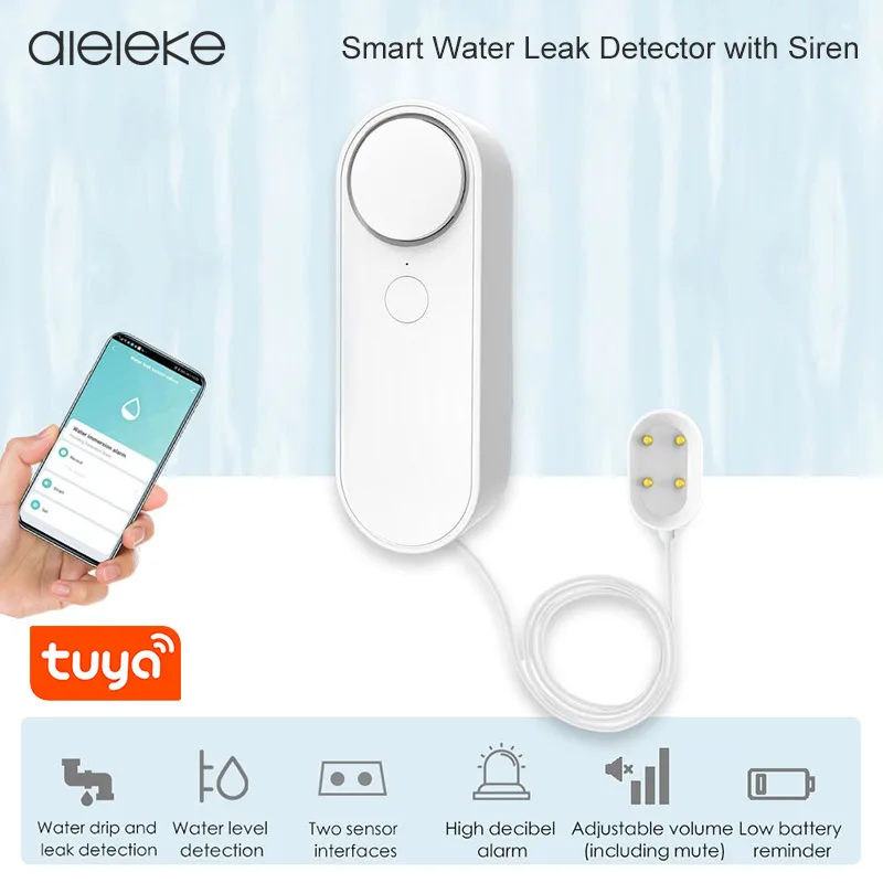 

Tuya WiFi Home Alarm Water Leakage Alarm Independent Water Leak Sensor RF433 Detector Flood Alert Overflow Security Alarm System
