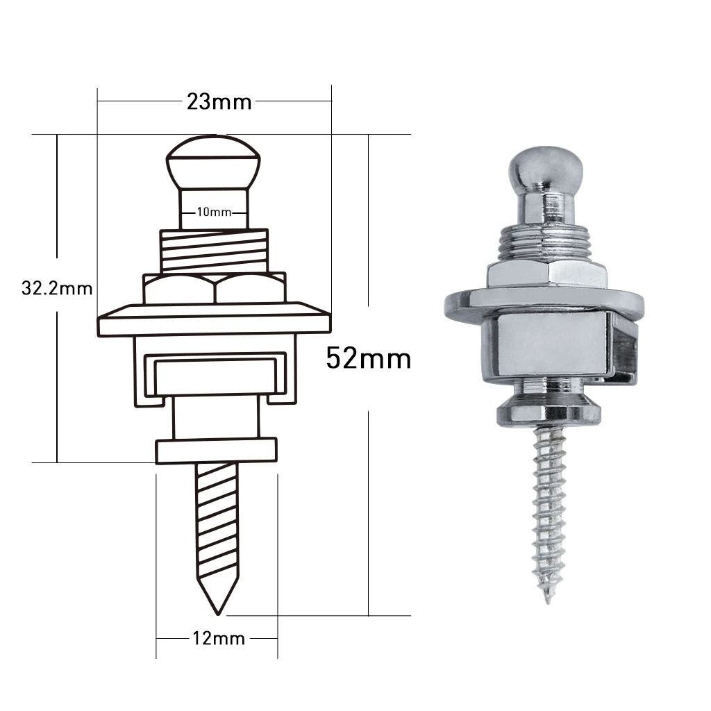 Замок-замок LOMMI для гитарного ремня 2 шт. хромированный замок с ремешком